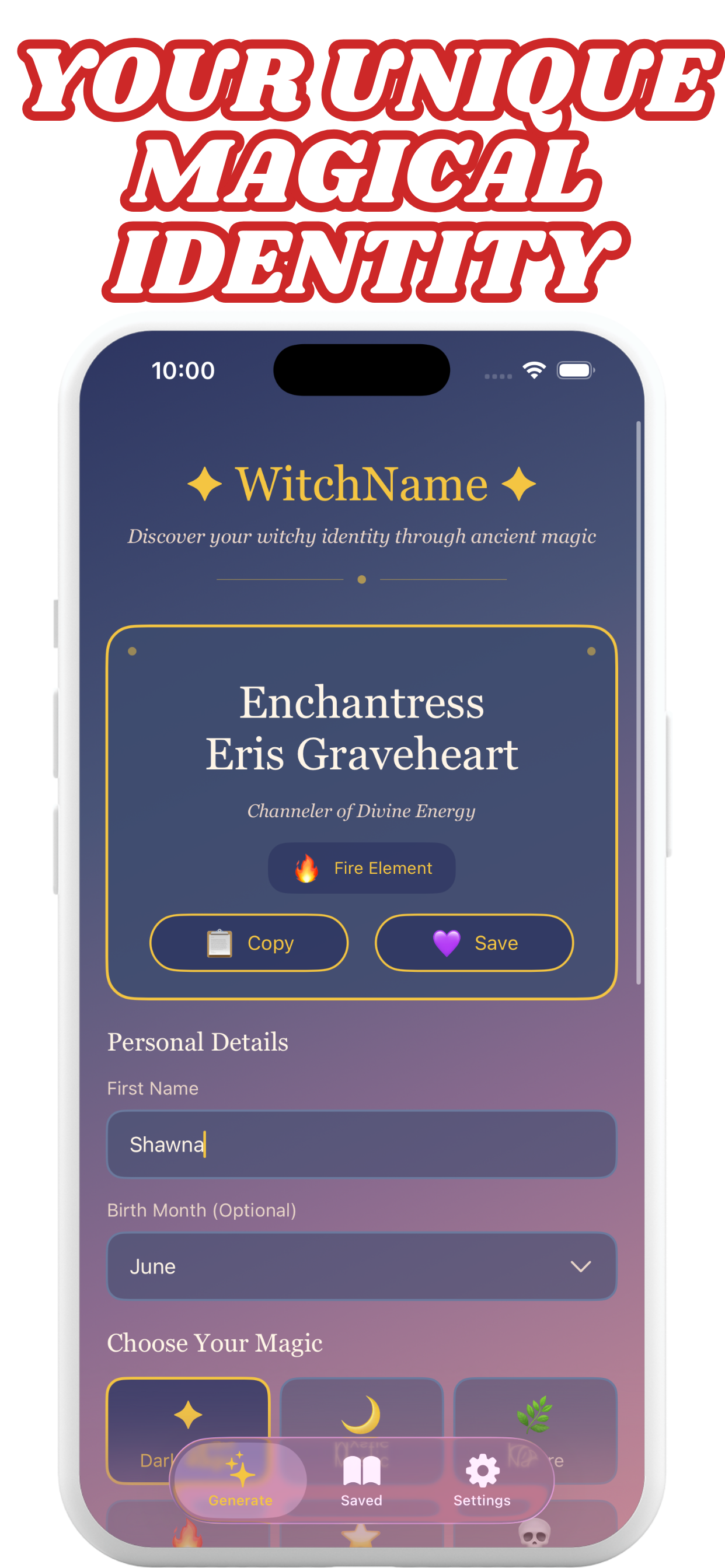 Mystical name generation process